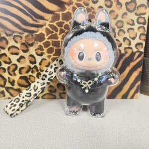 2PCS Clear Labubu Case Plastic Protective Cover with Keychain Doll Not Included